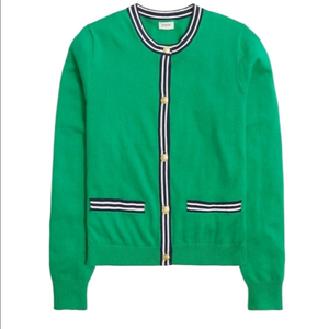 J Crew Factory Contrast-trim cardigan sweater CG784  NWT Size Small